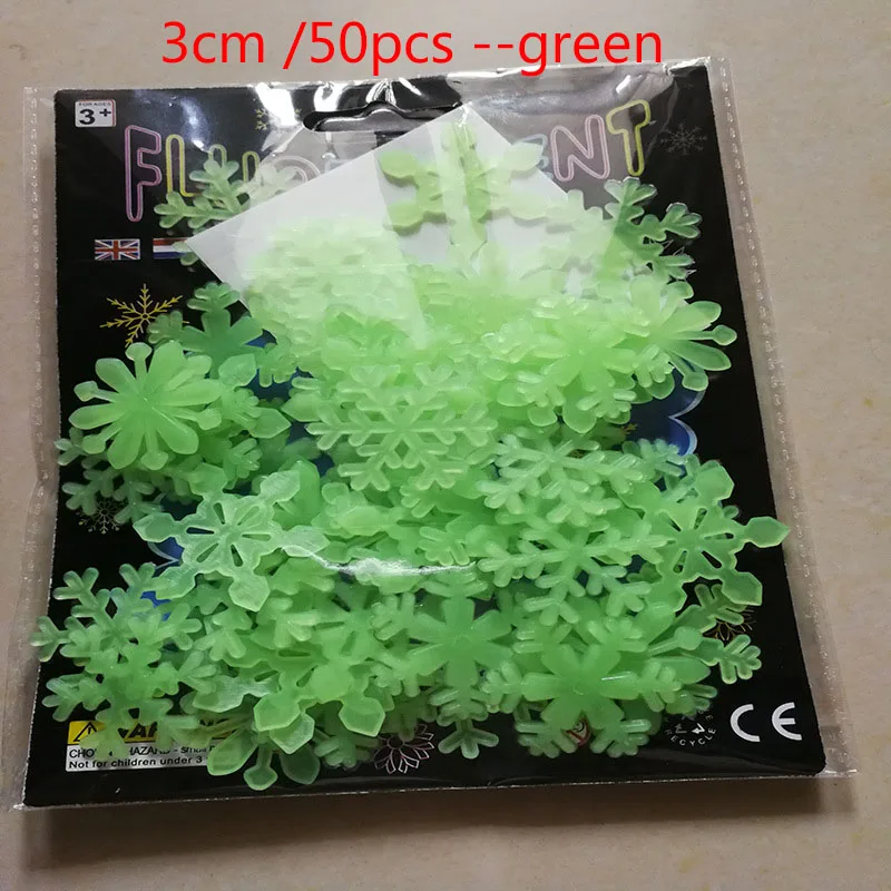 50pcs green 40/50/100 шт 3D светящиеся наклейки Декор для дома со звездами и наклейки с Луной для вечерние год украшения Рождественская наклейки - Цвет: 50pcs green