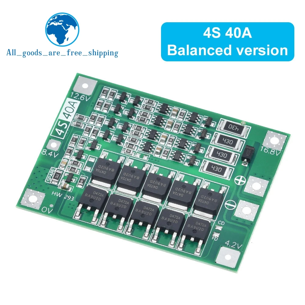 Защитная плата зарядного устройства 3S 4S 40A 60A 18650 BMS для двигателя перфоратора 11 1 V