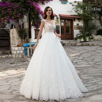 lace appliqued wedding dresses 2021 sleeveless illusion back beach vintage bridal gowns vestidos de novia plus size