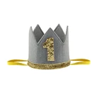 Головной убор в виде короны из цветов для новорожденных, 1 год, шапки ко дню рождения, реквизит для украшения дня рождения, ободок для дня рождения