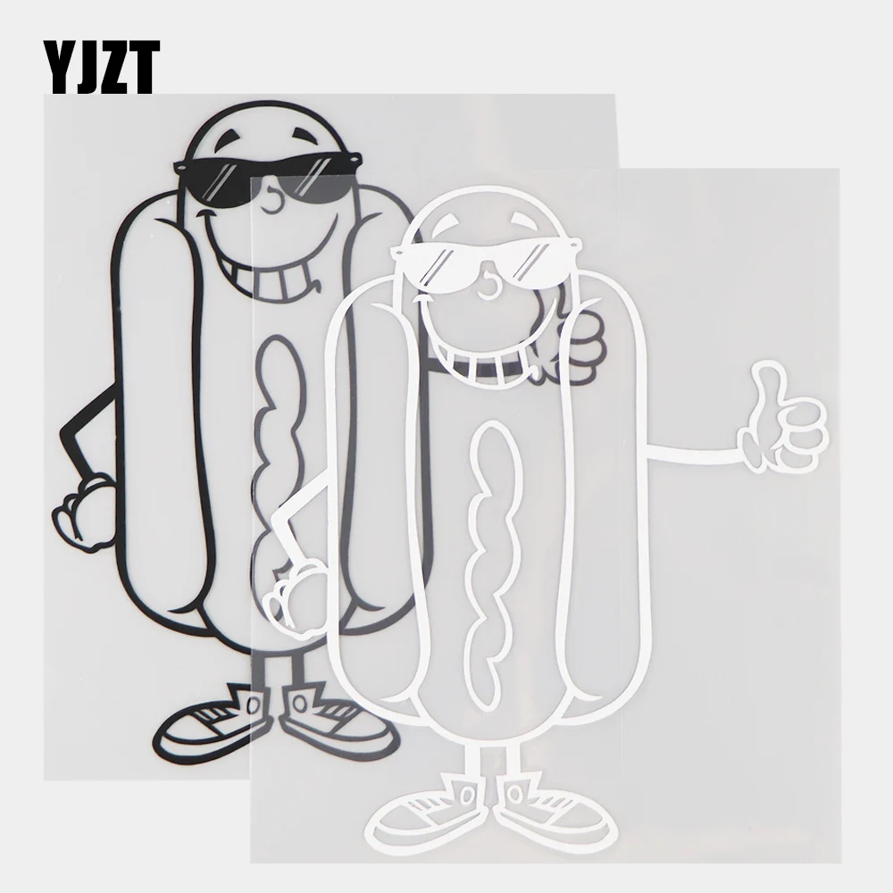 

Модные виниловые наклейки YJZT 12,6 × 15 см, крутые Мультяшные автомобильные наклейки с изображением хот-дога, Стайлинг кузова, черный/серебрист...