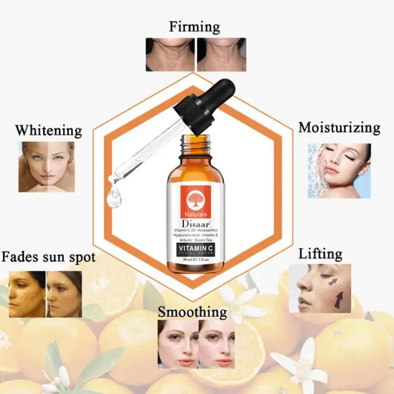 

Disaar Vitamin C Serum Anti-Aging Shrink Pores Whitening Serum Hyaluronic Acid Face Spots Remove Moisturizing Essence 30ml