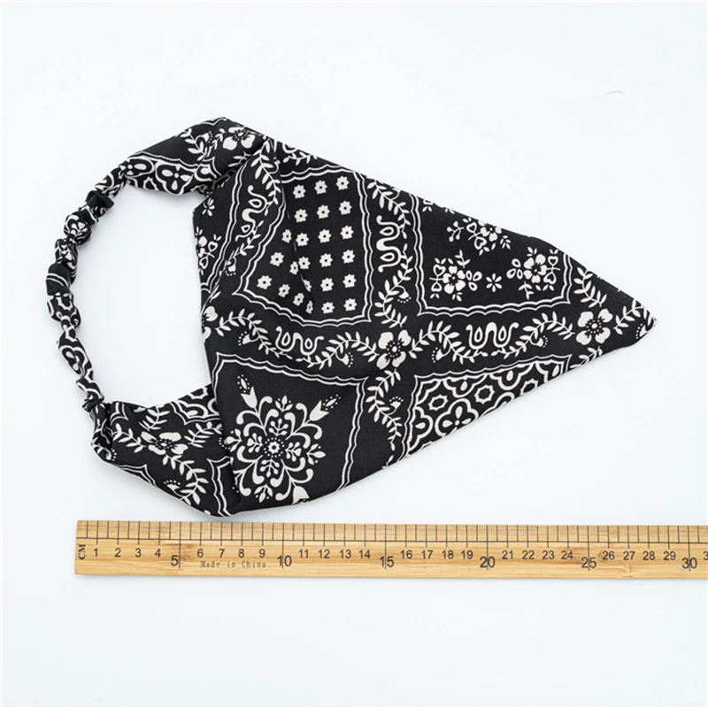 

Non Clip Head Wrap Turban Headwear Floral Print Cashew Headband Elastic Hairbands With Clips Stretch Triangle Hair Scarf Bandana