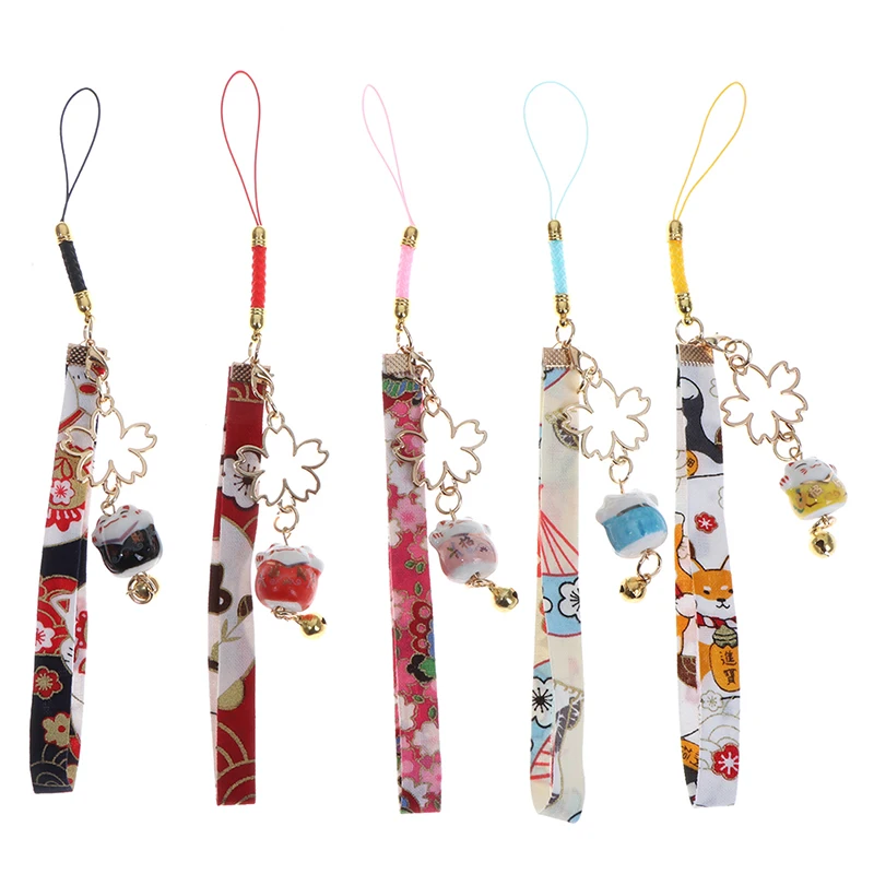 

1pcs Phone Strap Lanyards Daisy Flower Cat Bell Mobile Phone Hang Rope Charm Decor