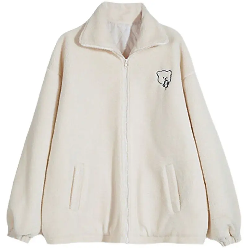 Женское зимнее пальто с воротником-стойкой милые теплые в стиле преппи