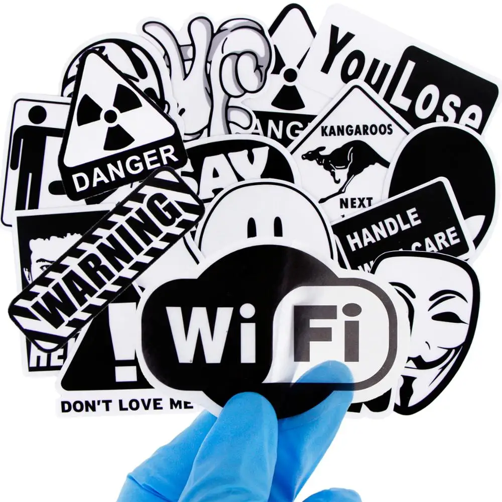 100 шт черный и белый прозрачный стикер игрушки для багажа ноутбука JDM Декор