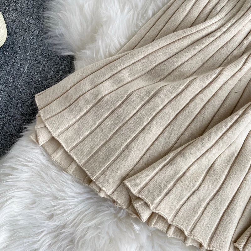 Женское облегающее трикотажное платье-свитер Teeuiear длинное плиссированное