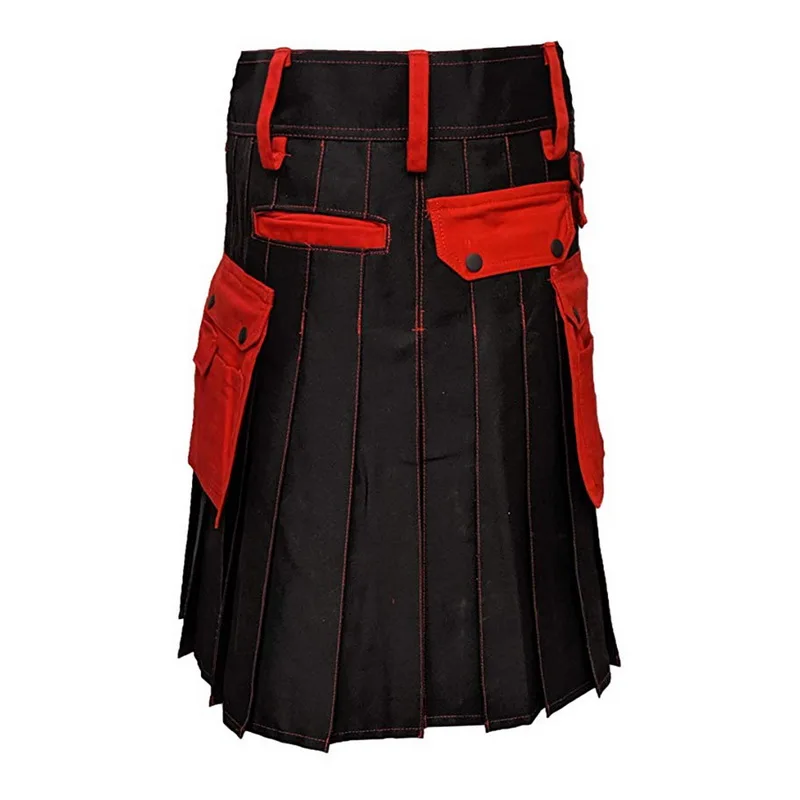 Puimentiua шотландская Мужская Kilt традиционный ремень в клетку плиссированная Двусторонняя цепочка коричневая Готическая панк шотландская клетка брюки юбки