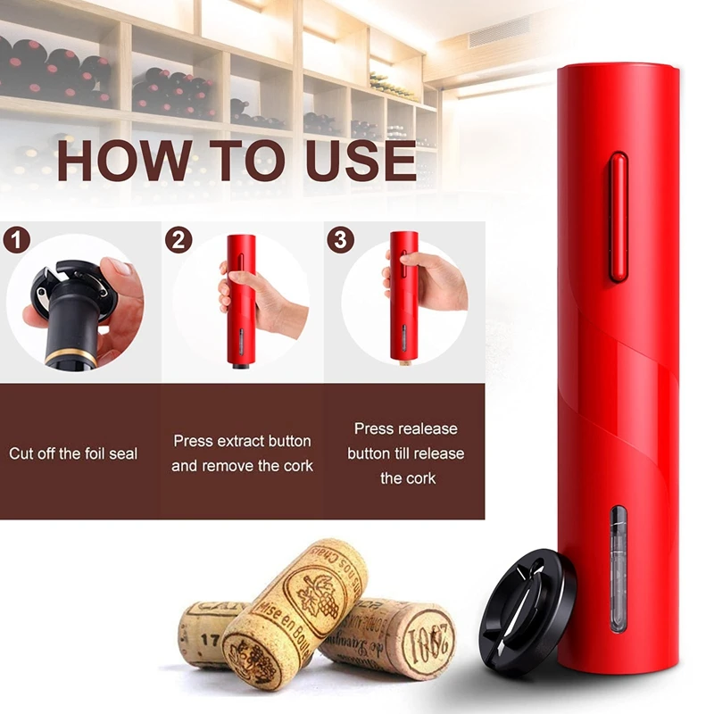 

Electric Wine Opener Reusable Cordless Wine Bottle Corkscrew with Foil Cutter, USB Charging Wine Opener for Kitchen Home