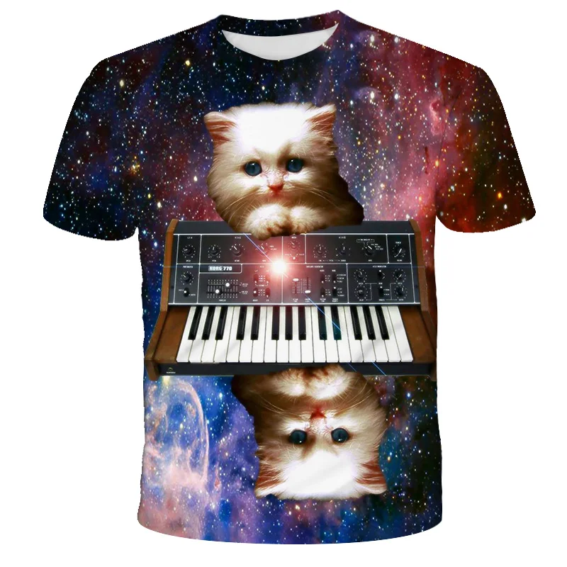 

Lovable Tshirts Boy And Girl Tshirts Fashion 3D Cat Printed Casual T-Shirt 2021 Summer Short Sleeve O-neck Children TShirts