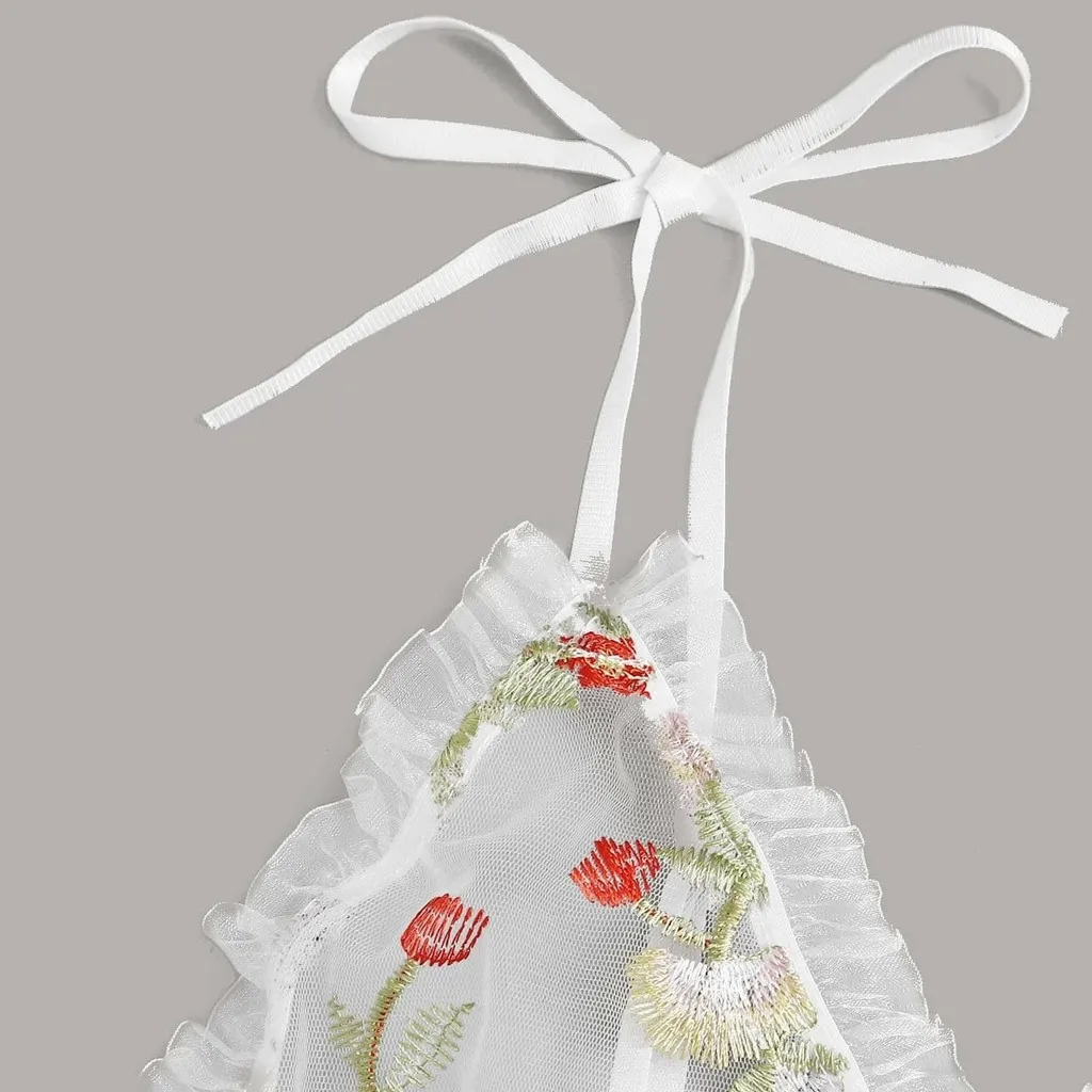 2020 Новое сексуальное женское белье с цветочной вышивкой из двух частей одежда