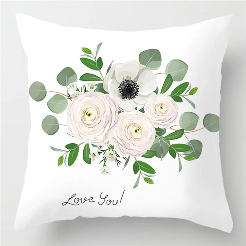 45*45 см большая Цветочная белая наволочка с принтом подушки из микрофибры мягкие