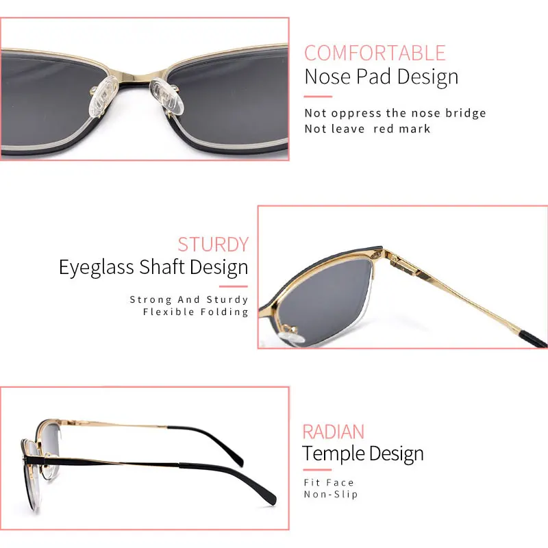 

KANDREA Square Metal Magnetic Clip Sunglasses for Men Half Frame Magnetic Clip on Sun Glasses Goggle UV400 Driving Shade Eyewear