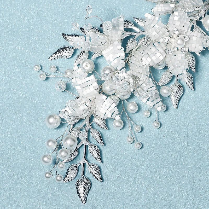 Leaf Duckbill Clip Rhinestone Pearl Inlaid Hairpin Cute Vintage Wedding Headdress Hair Accessories for Girls BN | Украшения и