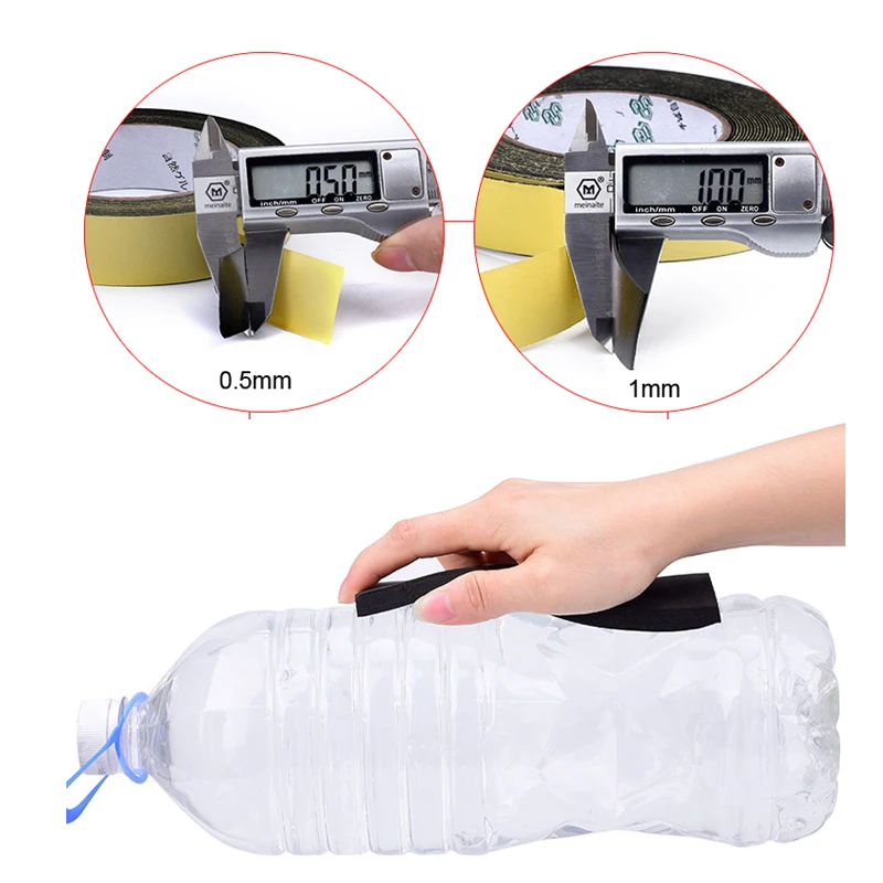 1Mm 3Mm Dày 5Mm Đen Mút Xốp Cao Su Dải Băng Keo Chống Thấm Nước Đơn Keo 2 Mặt Chống Va Chạm cửa Sổ Cửa Cói Dây