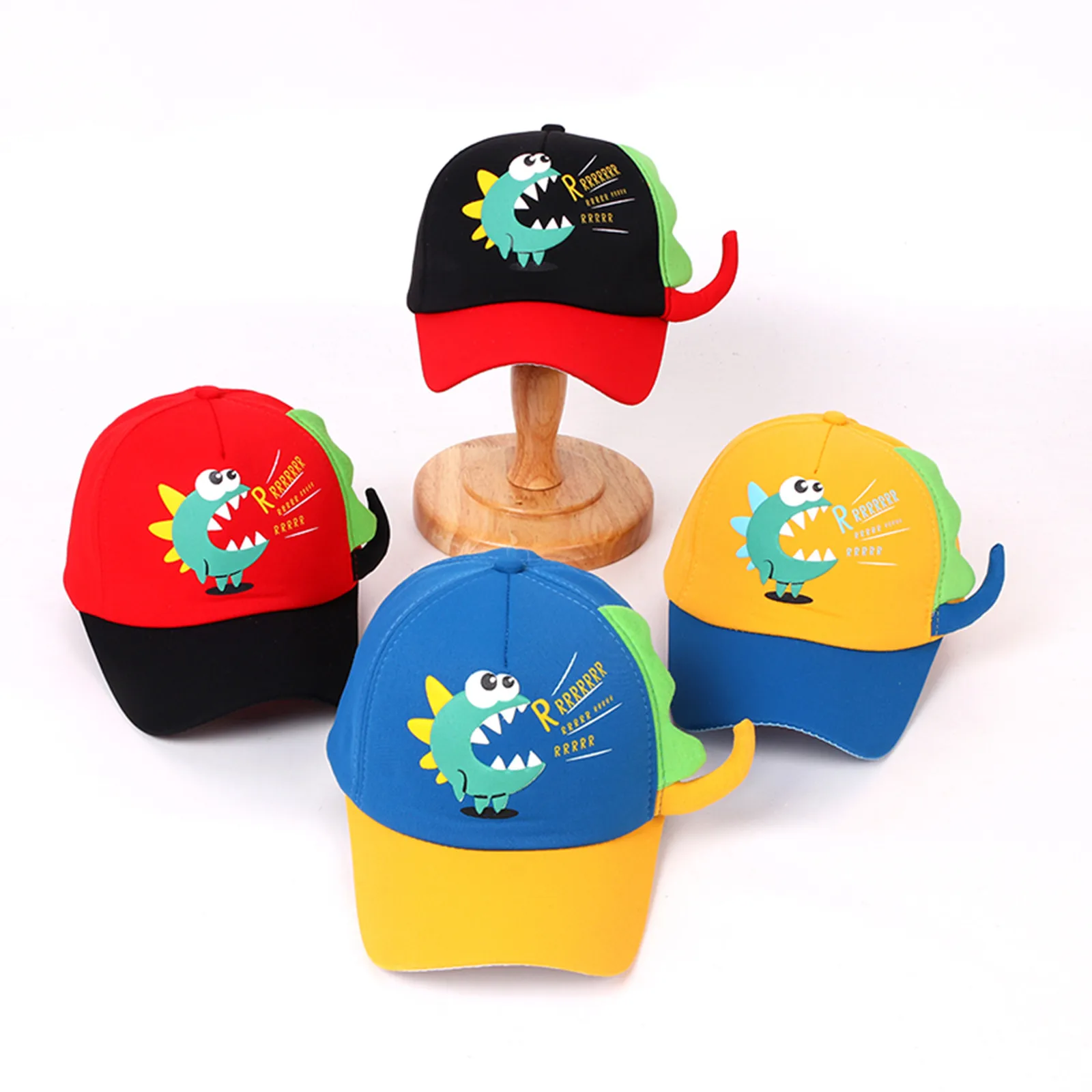 

Children Hats Cartoon Dinosaur Color Matching Boys Girls Baseball Caps New Travel Toddler Baby Sun Cap Casual Kids Snapback Hat