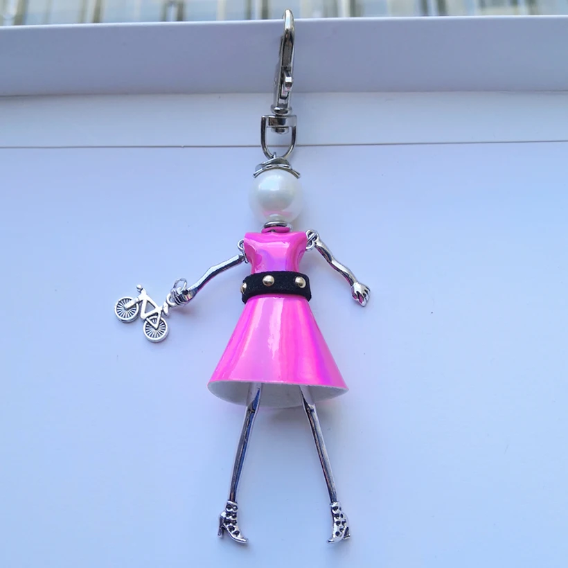 YLWHJJ brand 2019 new women cute doll car keychain Rose red silvers dress handmade key chain fashion statement girls jewelry | Украшения и