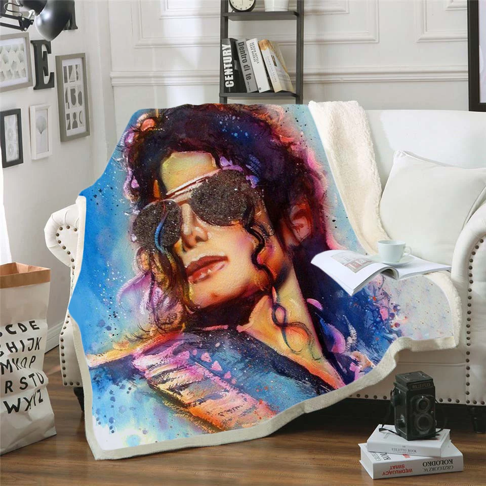 

Michael Jackson 3d printed fleece blanket for Beds Hiking Picnic Thick Quilt Fashionable Bedspread Sherpa Throw Blanket style-3