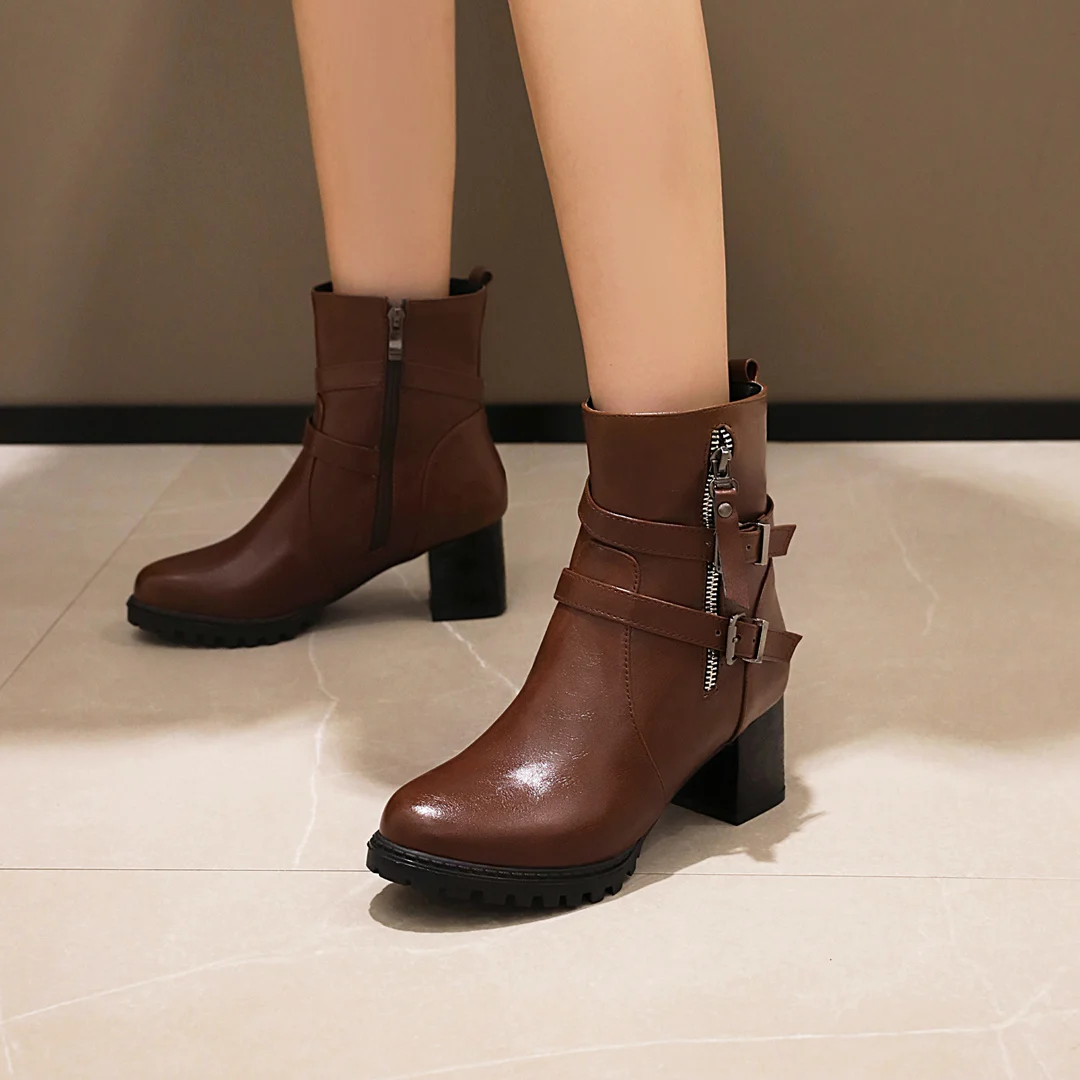 

Black Platform Boots Women Boots Winter Leather Martin Boots Lace Up Boots Motorcycle Thick Heel Platform High Heels