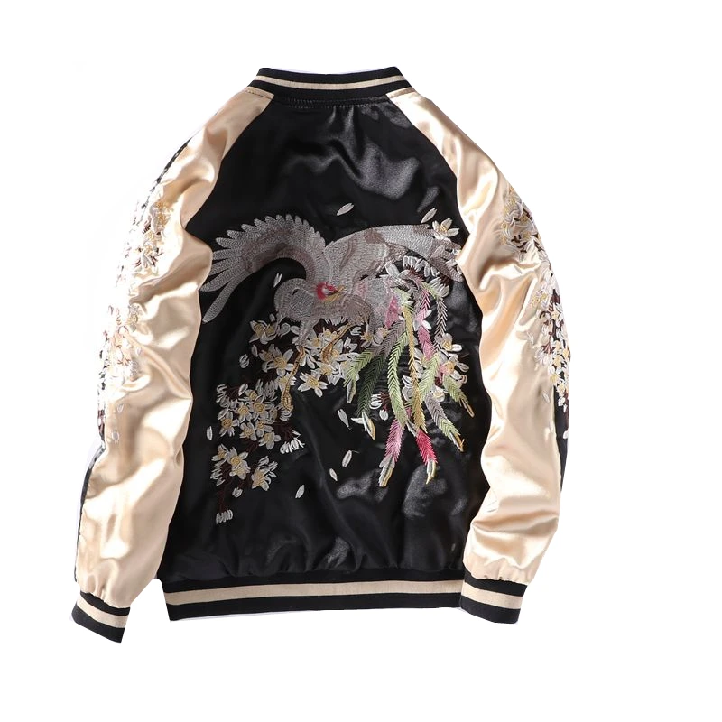 boyfriend style Phoenix embroidery Bomber Jacket women's coat spring autumn Harajuku Double-sided loose Baseball Jackets