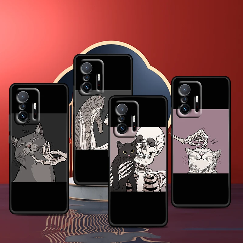 

Funny Cute Skeleton for Xiaomi 11 11T 10T Note 10 Mi 9T Ultra Pro Lite 5G Funda Silicone Black Phone Case Coque Capa