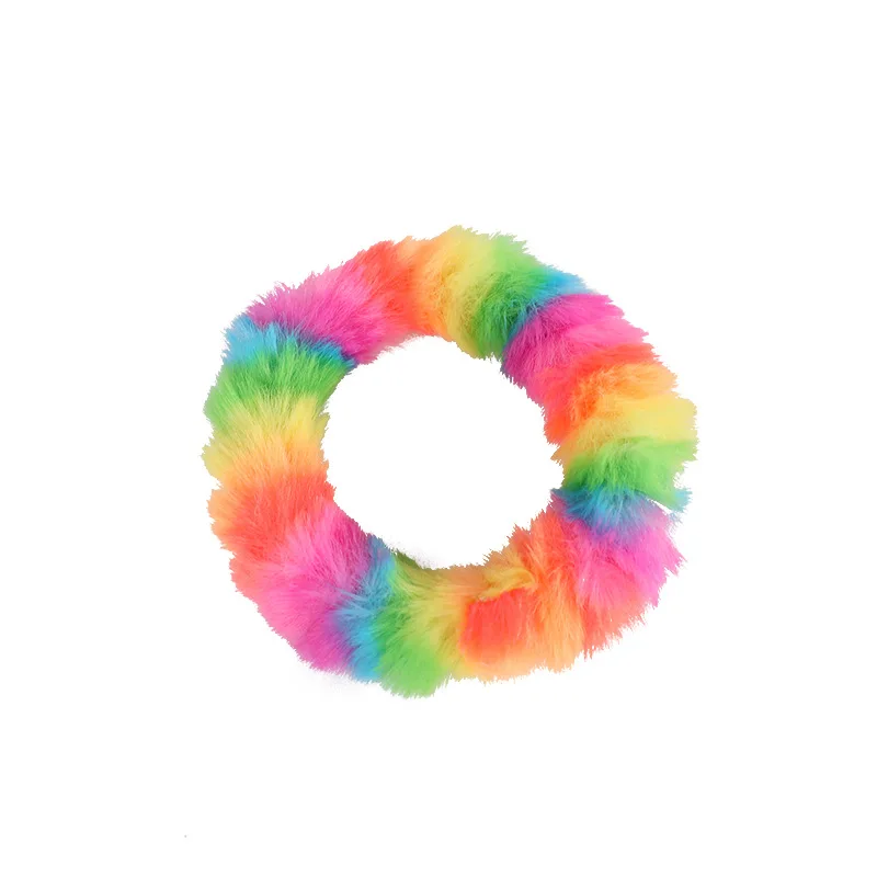 

Faux Fur Hair Ring Candy Color Rubber Band Simple Solid Color Soft Hair Band Furry Seamless Headband Women Hair Accessories