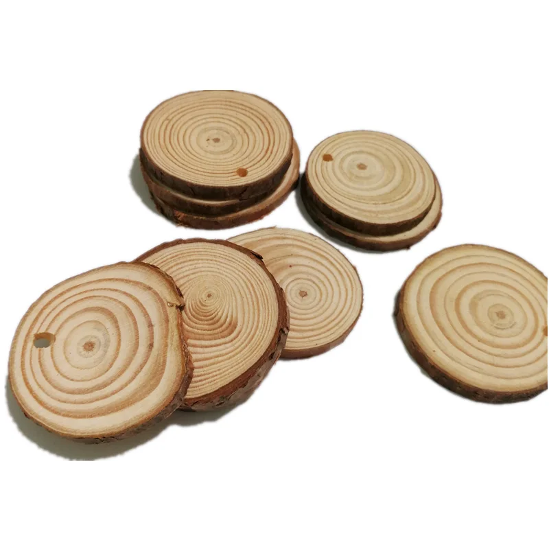 

5 шт., деревянные ломтики с отверстиями для украшения