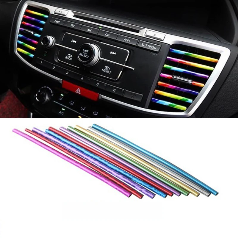 

10pcs/lot Car Plating Air Outlet Trim Strip Interior Air Vent Grille Switch Rim Trim Outlet Decoration Strip 10 Color