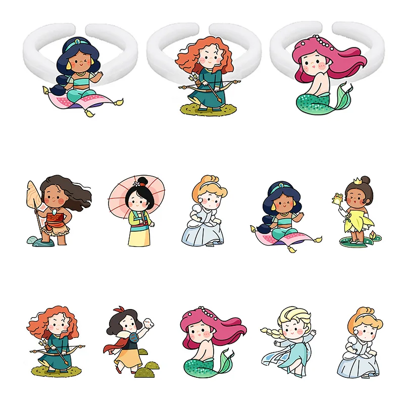 

Disney Rings Cartoon Q Version Princess Resizable Size Epoxy White Ring Resin Acrylic Rings for Girls Accessories Jewelry FSD328