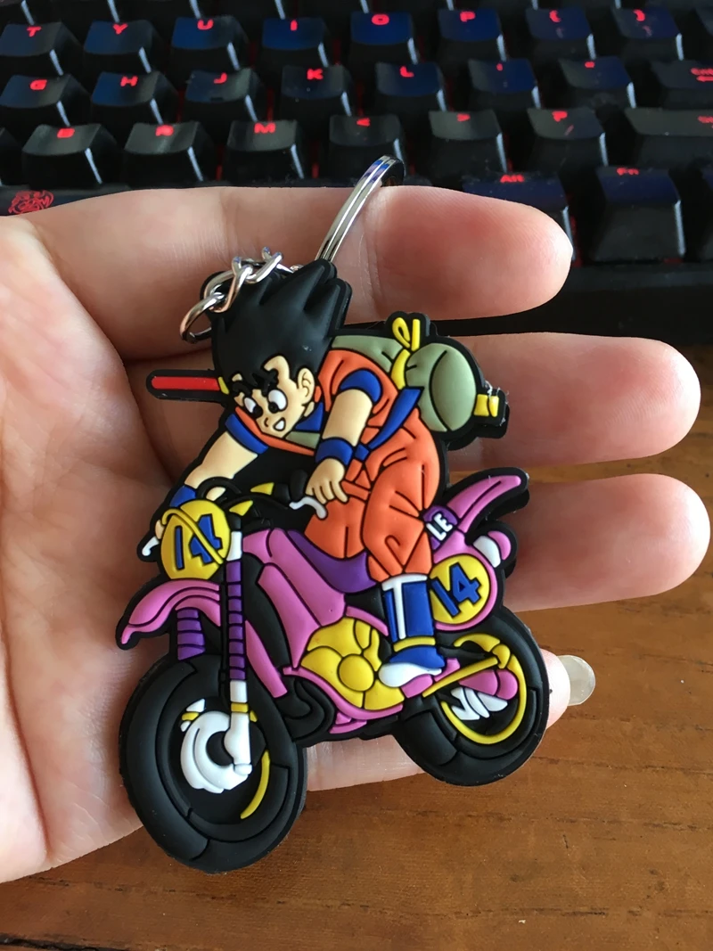 Коричневый Dragon Ball Z Son Goku, супер ПВХ детали, рисунок, милый кулон, украшение, унисекс, сумка, цепочка, подвески, брелок для ключей - Цвет: Коричневый