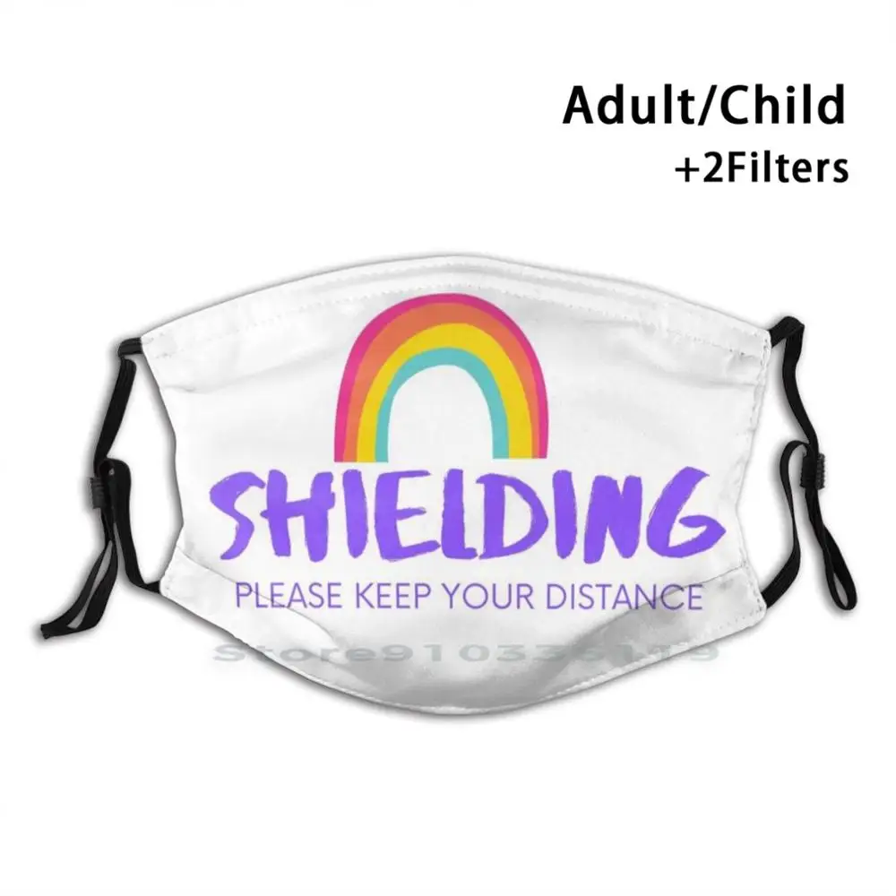 

Shielding - Please Keep Your Distance - Social Distance Print Reusable Pm2.5 Filter DIY Mouth Mask Kids Shielding Sheltering At