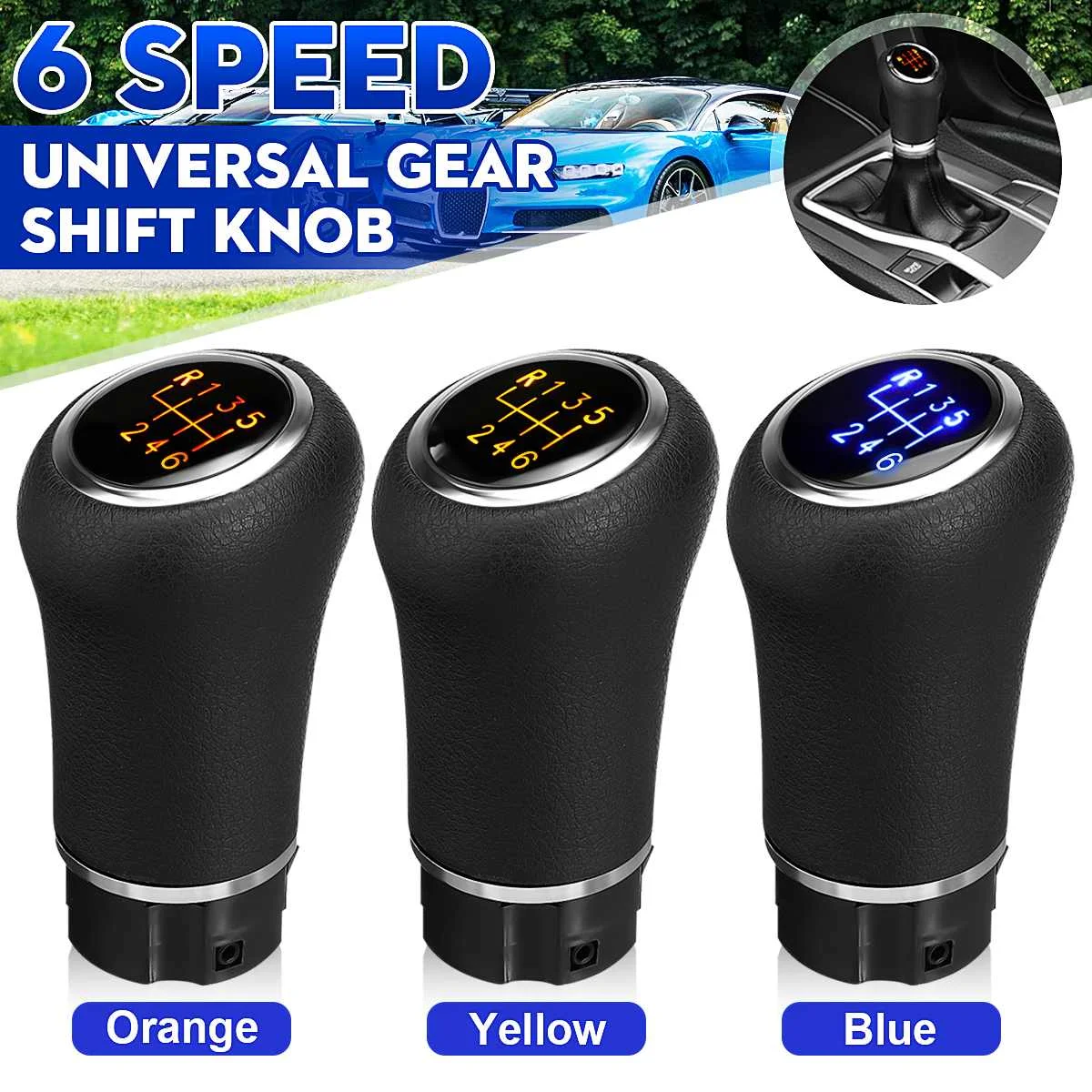 

Универсальная ручная рукоятка переключения передач 6 скоростей с адаптером с рукавом аксессуары для стайлинга автомобиля из искусственной...