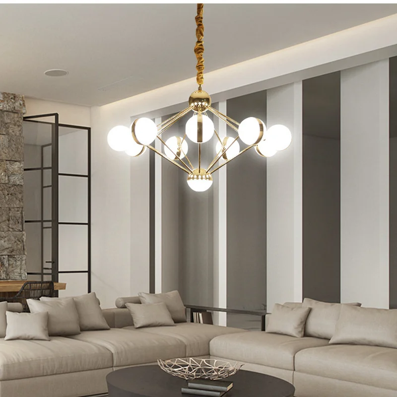 Люстра из хромированной пластины золотистая металлическая светодиодная люстра 5