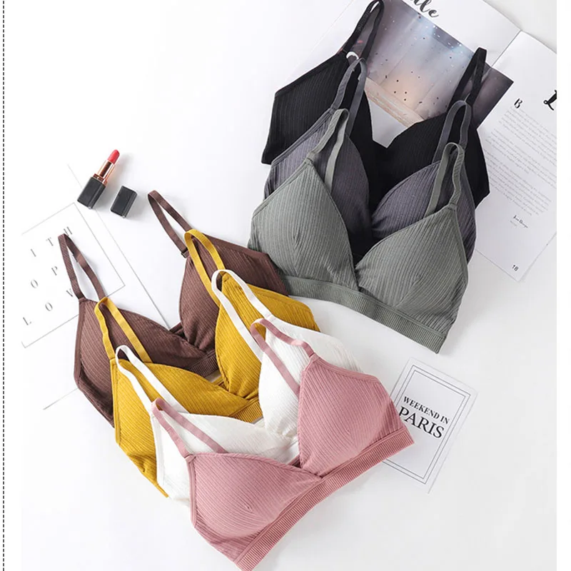 Женский однотонный Мягкий трикотажный Бралетт нижнее белье бюстгальтер