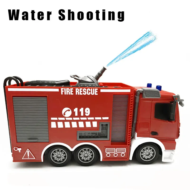 RC Fire Truck Car Toy Emergency Realistic Fire Engine with Water Pump and Light and Sound Module - Works with Water - Ages 4+ enlarge