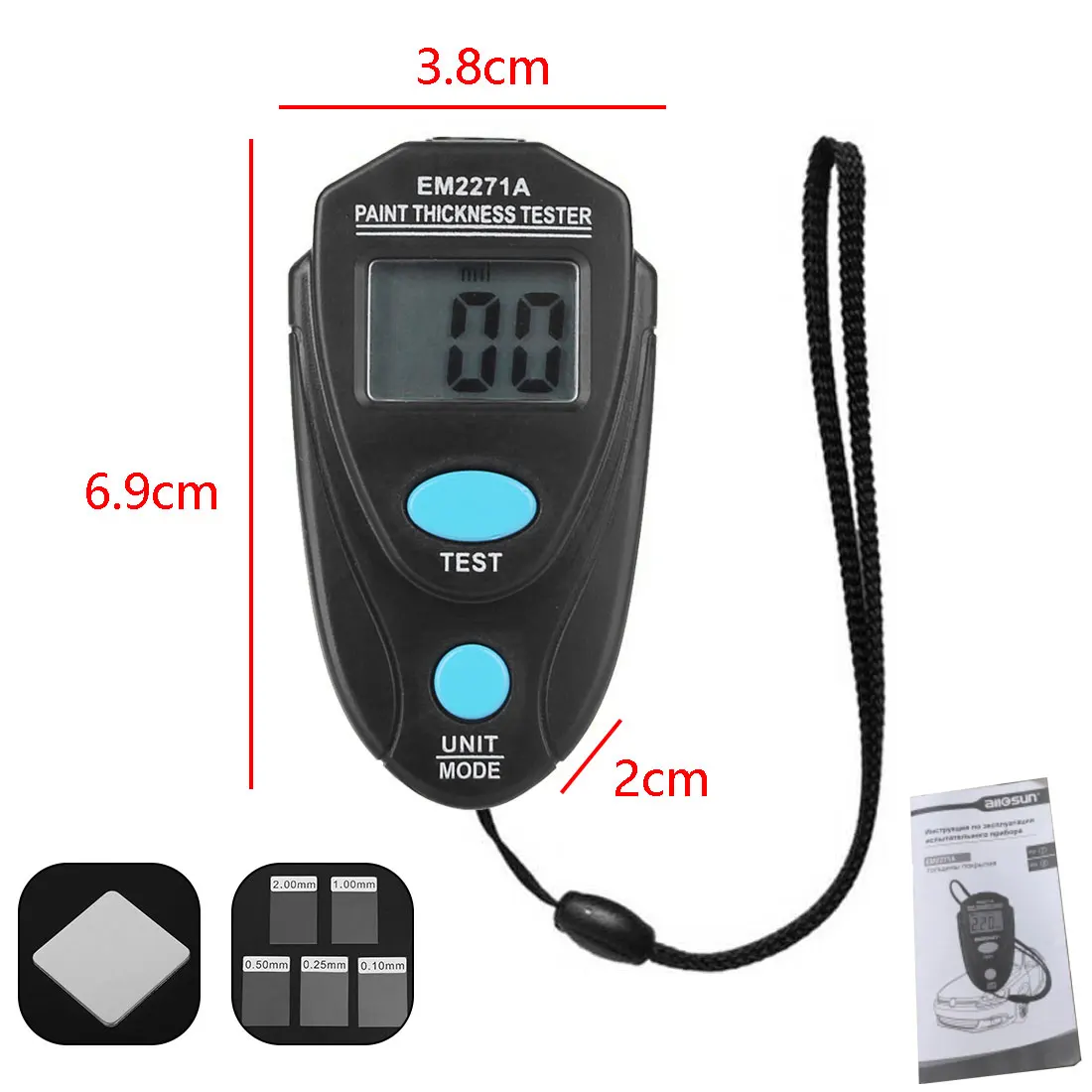 

EM2271 EM2271A Digital Mini Automobile Thickness Gauge Car Paint Tester Thickness Coating Meter