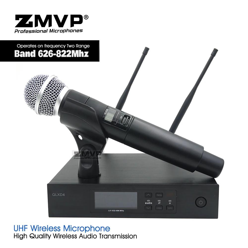 

UHF Professional Performance QLXD4 Wireless Microphone System With QLX SM58LC Handheld Transmitter For Live Vocals Karaoke Stage