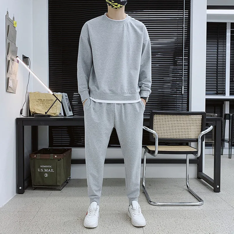 

2021 Spring Autumn Men's Sets Sportswear Tracksuits 2 Pcs Sets Men's Hip Hop Sweatshirt+Pants Sets Male Streetswear Clothes