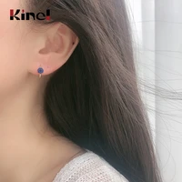 kinel 2020 new 18k gold sparkling circle earrings for women silver 925 blue crystal wedding statement jewelry
