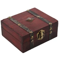 shgo hot wooden vintage lock treasure chest jewelery storage box case organiser ring gift