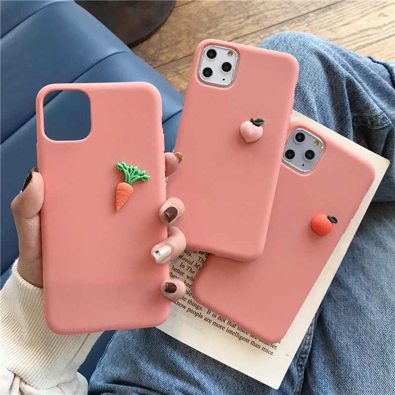 Милый 3D фруктовый простой конфетный мягкий силиконовый чехол для iPhone 11 Pro X XR Xs Max 6