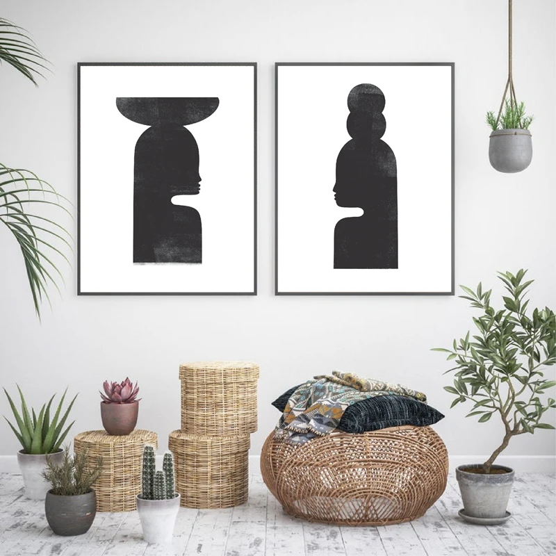 Оригинальные абстрактные женские фигурки плакаты и принты в стиле деревянных