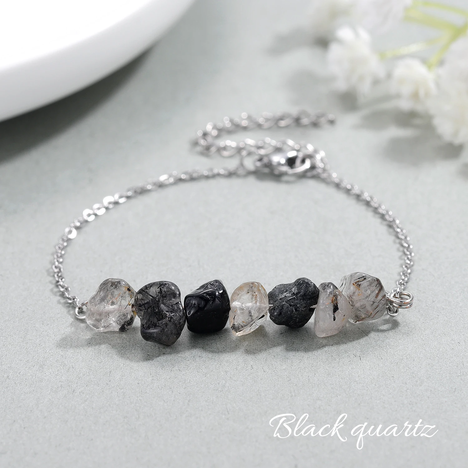 Натуральный черный браслет Quaitz необработанный женский из сердолика лечебные