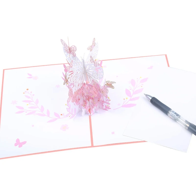 

3D Pop-Up Butterfly Flower Basket Greeting Card for Birthday Mother's Day Wedding Party Graduation with Envelope