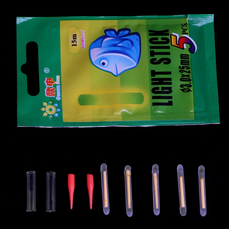 

5Pcs Fishing Fluorescent Lightstick Float Light Night Clip On Dark Glow Stick H4GF