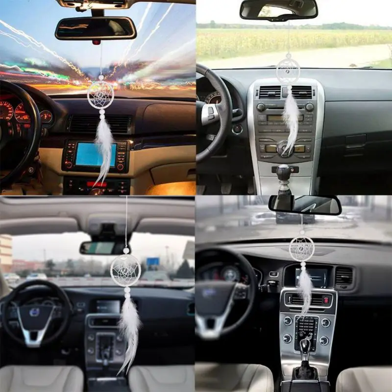 В стиле Ловец снов Орнаментом куриное перо автомобиль чистый белый Настенный