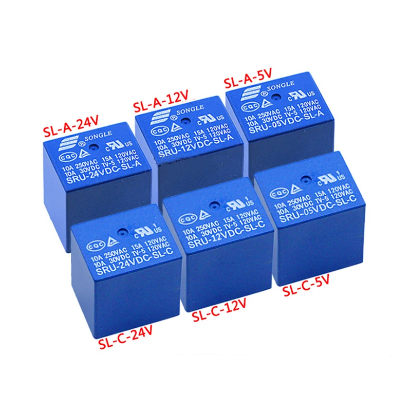 

SRU-05VDC-SL-C SRU-12VDC-SL-C SRU-24VDC-SL-C SRU-48VDC-SL-C 5 Pin 5V DC 12V 24V 48V 48V 10A 250VAC 5PIN 5 relays