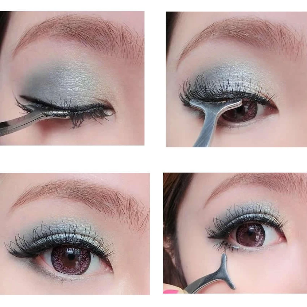 

new1pc False Eyelash Tweezers Fake Eye Lash Applicator Eyelash Extension Curler Nipper Auxiliary Clip Clamp Makeup Forceps Tools
