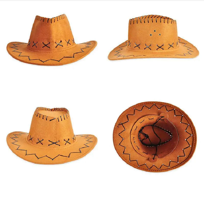 

Unisex Kids Men Women Western Cowboy Hat Wide Brim Jazz Fedora Hat Party Festival Fancy Travel Female Cowgirl Parent Child Hat