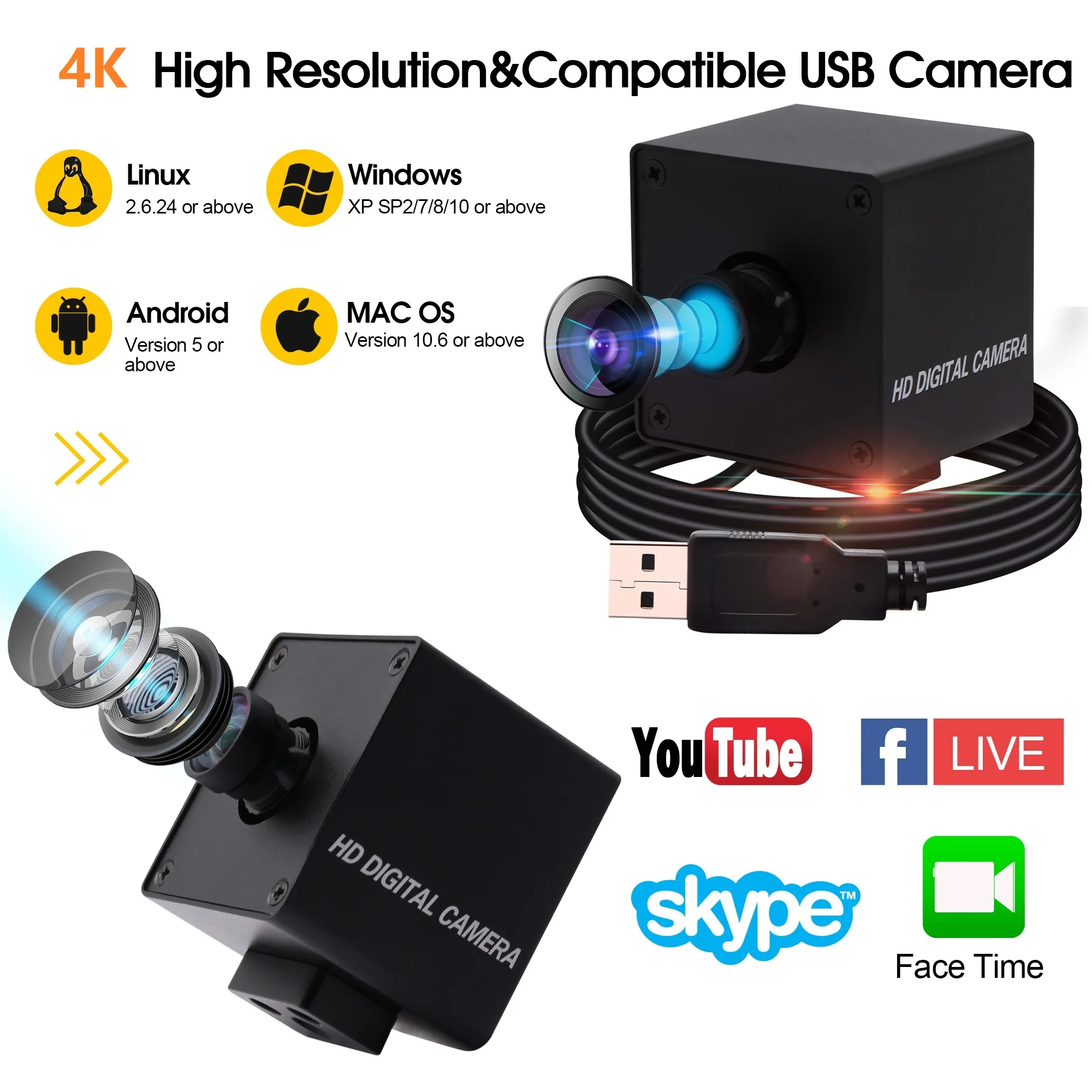 4K Автофокус USB камера 3840x2160 Mjpeg 30fps высокая скорость без искажений UVC мини веб Веб